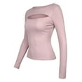 thumbnail image 4 of Women's Sexy Tight Long Sleeve Half High Neck T-Shirt Solid Color Stretchable Comfortable Casual Basic Top, 4 of 8