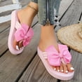 thumbnail image 3 of Rokment Womens Bow Platform Wedge Dress Flip Flops with Arch Support Yoga Mat Comfortable Summer Beach Orthopedic Walking Thong Cushion Slip on Sandals Indoor Outdoor Red Size 6, 3 of 7
