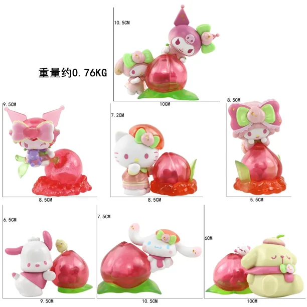 6pcs Sanrio Blind Box My Melody Figures Hello Kitty Toy Pajamas