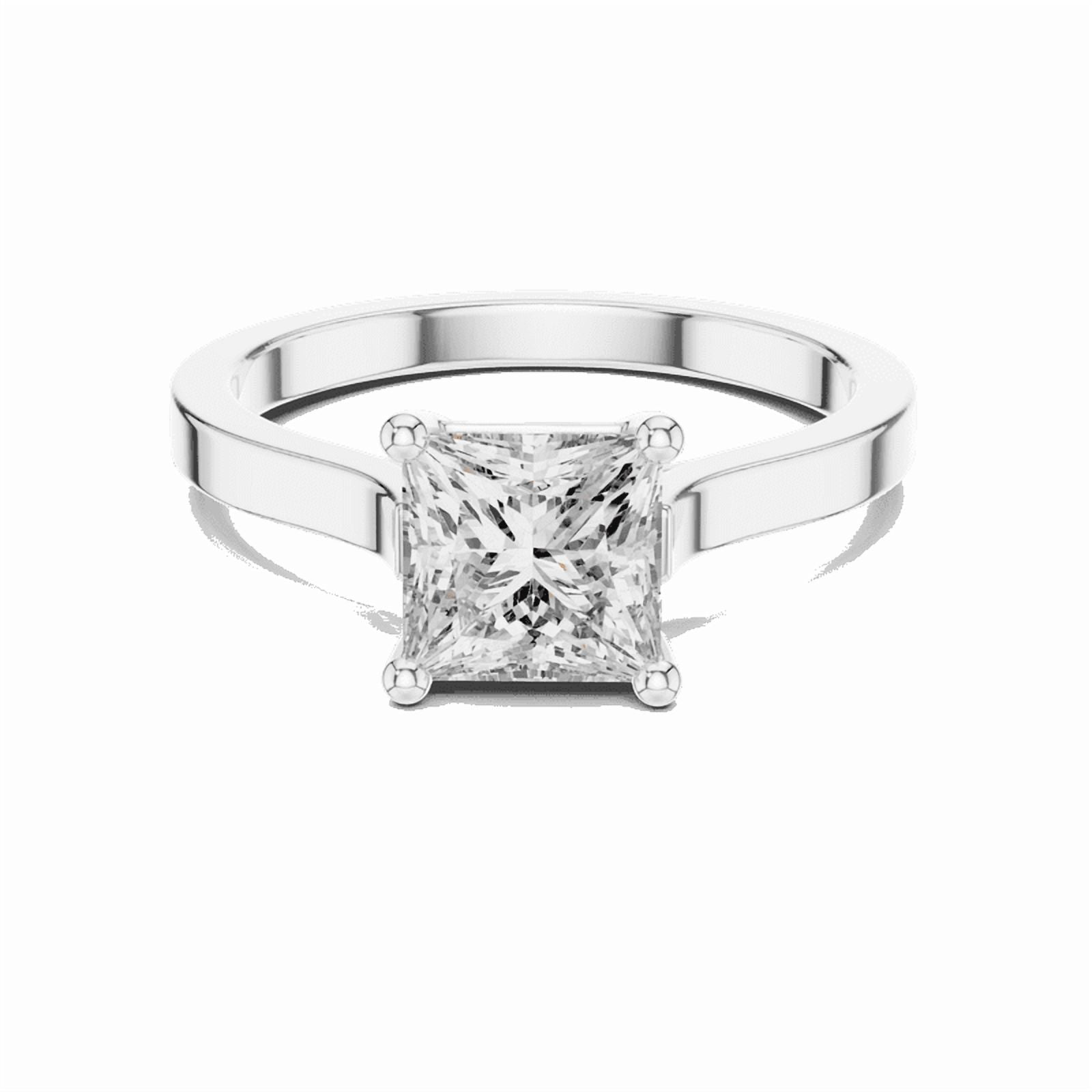 Zuwelria 1.00 Carat Beautiful Princess Cut | D/VVS1 Moissanite Diamond Engagement Ring - Solitaire Bridal Ring - Promise Ring | 18K White Gold Over Sterling Silver | D/VVS1 Size 5