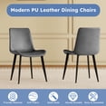 thumbnail image 2 of GZXS Dining Chairs Set of 4, PU Leather Upholstered Accent Side Chairs with Steel Legs, Heavy-Duty 330lb Weight Capacity, Easy Clean & Quick Assembly (Gray+Black), 2 of 8