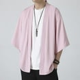 thumbnail image 3 of SWSMCLT Men's 3/4 Sleeve Shirt Fall Cardigan Soft Spandex Lightweight Summer Cardigans Basic Comfy Thin Pink Medium, 3 of 4