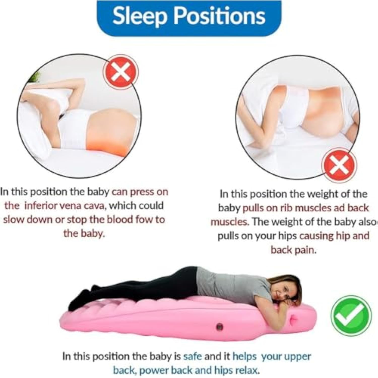 Tummynest - Pregnancy Mattress, Inflatable Pregnancy Pillow, Full Body Maternity Airbed with Hole, Adjustable Portable Pregnancy Pillows for Sleeping