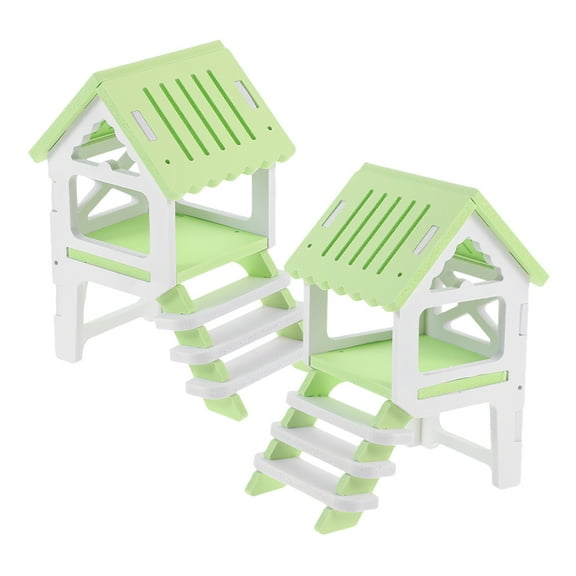 unbranded  2 Sets Hamster Den Loft Guinea Pig Cage Dwarf Toys House The