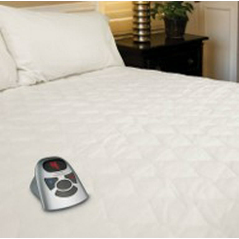 BIDDEFORD BLANKETS Quilted Electric Heated Mattress Pad with Digital Controller Twin White