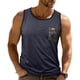 thumbnail image 1 of Camiseta de tirantes de cuello redondo para hombre, de verano, sin mangas, con cuello redondo, color block, bolsillo, de poliéster., 1 of 9