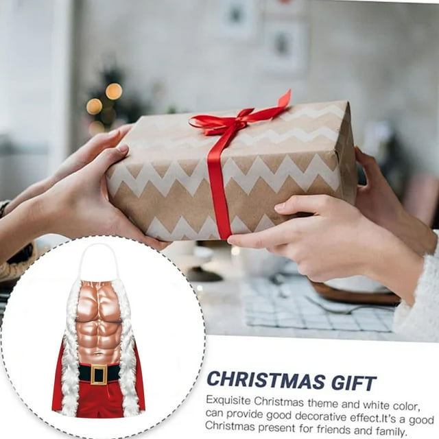 xihome Delantales navideños para parejas, delantal de cocina de polister con lazo ajustable, bolsillo frontal, ideal para cocinar, hornear y fiestas navideñas.
