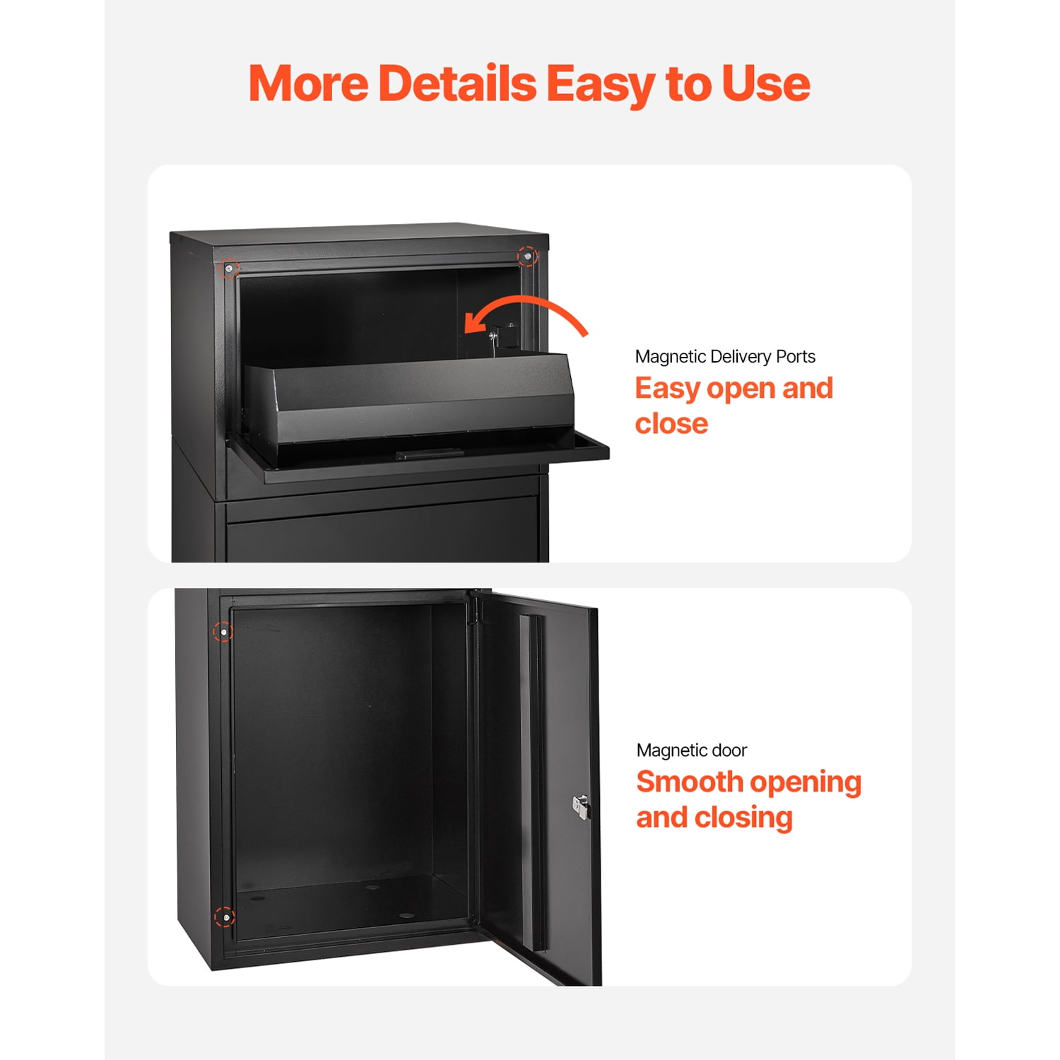 KFFKFF Secure Outdoor Parcel Delivery Box, 35.8 in Mailbox with Lock, Durable Steel Drop Box Featuring Anti-Theft and Weather-Resistant Design, Ideal for Home or Office Use, Black