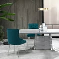 thumbnail image 3 of Foredo Velvet Dining Chairs, Modern Upholstered Dining Chairs with Pillow and Metal Legs, Tufted Side Chairs for Living Dining Room, Teal, 3 of 9