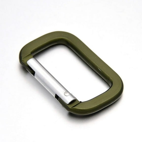 5 pc Square Aluminum Rock Climbing Carabiners Key Clasps Dark Olive Green 53x34x7mm