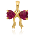thumbnail image 2 of 14K Solid Yellow Gold Lab Red Ruby Bow Necklace Heart Gemstone Pendant Charm July Birthstone Jewelry, 2 of 4