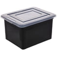 thumbnail image 4 of File Box  Plastic Organizer With Lids For Letter/legal Portable Document Moving Storage Bin Durable And Secure Lid Stackable Nestable Black 35 Qt. 4 Pack, 4 of 8
