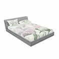 thumbnail image 3 of Ambesonne Flower Fitted Sheet & Pillow Sham Set, Pink Rose Tulip Abstract, Twinxl, White, 3 of 3