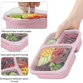 thumbnail image 3 of Fusion 4 Pack Bento Lunch Box Set 3 Compartment Food Storage Containers Wheat Straw Meal Prep Lunch Box Plastic Food Storage Containers, Microwave and Dishwasher Safe (light colour), 3 of 7