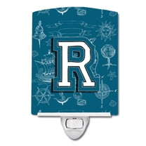 Letter R Sea Doodles Initial Alphabet Ceramic Night Light