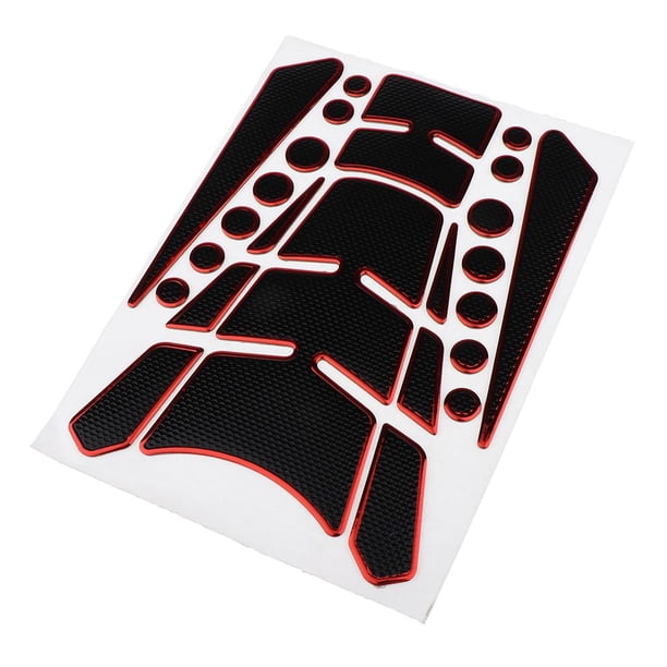 Calcomanía de fibra de carbono 3D, motocicleta, deportivo, , adhesivo, ajuste universal rojo