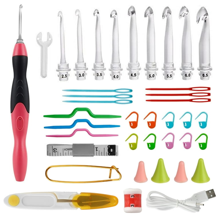 Crochet Hooks Set - 46 Pieces Ergonomic Crochet Hooks with Portable Case  and Crochet Accessories Projects, Great for Crocheters Adults 