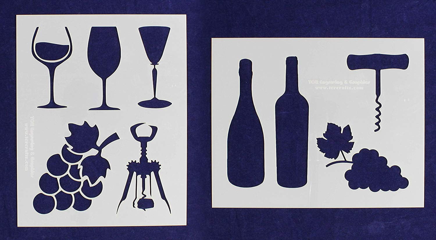 Wine Stencils Mylar 2 Pieces of 14 Mil 8" X 10" Painting /Crafts