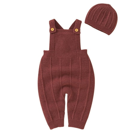 

ZAROYEAX Baby Knit Romper Cotton Sleeveless Boy Girl Sweater Clothes Baby Bodysuit with Cute Hat Set