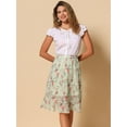 thumbnail image 2 of DARING DIVA Women's Floral Ruffle Hem Elastic Back Split Skirt M Light Green, 2 of 6