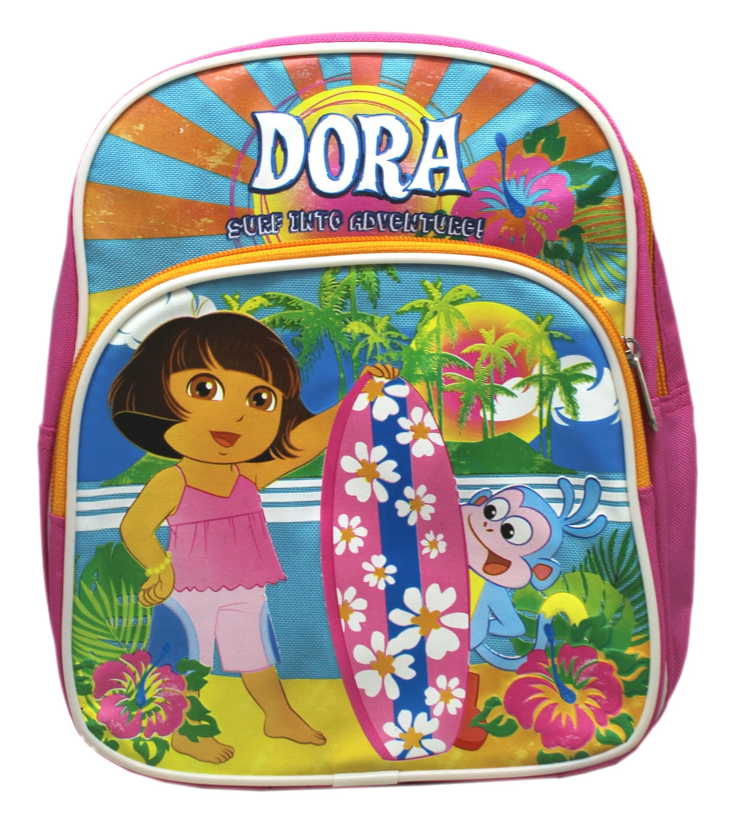 Dora and Boots Surf into Adventure! Pink/Orange Mini Toy Backpack (10in)