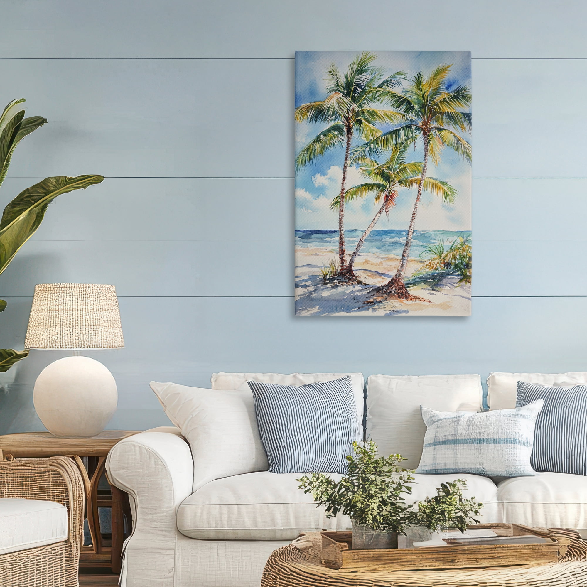 Stupell Industries Windy Palm Trees on Shore Canvas Wall Art, design by Petal Prints Design