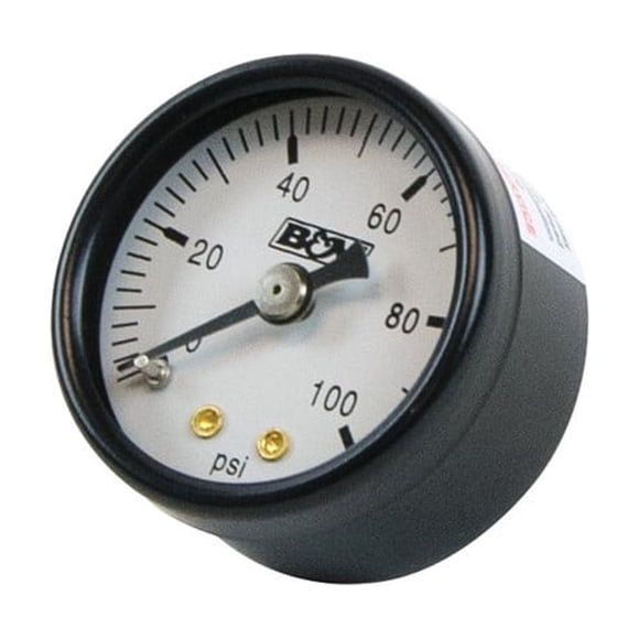 B&M Gauge Fuel Pressure 46054 1-1/2 Inch; Full Sweep Mechanical; 0-100 PSI; Analog Display; White Face/Black Bezel/Black Needle
