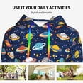 thumbnail image 4 of Picia Planets And Stars Pattern Casual Women's Hoodie, Hooded Sweatshirt with Kangaroo Pocket, Comfortable Pullover with Eye-catching Drawstrings-Large, 4 of 7