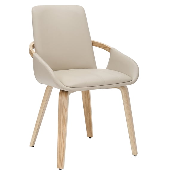 Inspire Modern Faux Leather Bentwood Dining Chair in Sand/Natural (Set of 2)