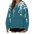 thumbnail image 2 of TIMIFIS Sweat à Capuche Marine pour Femmes Automne Hiver Mode Manches Longues Imprimé Graphique Chandails en Molleton Décontractés à Capuche avec Poche, 2 of 5