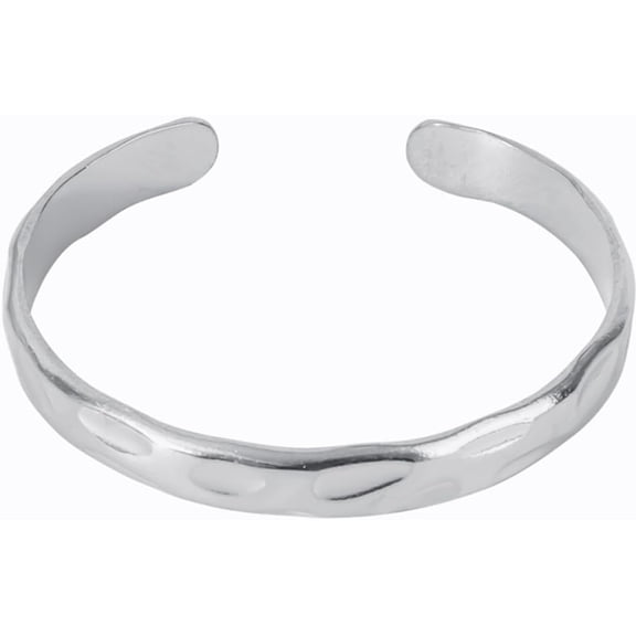 9mm Width Stainless Steel Hammered Finish Open Cuff Bangle Bracelet