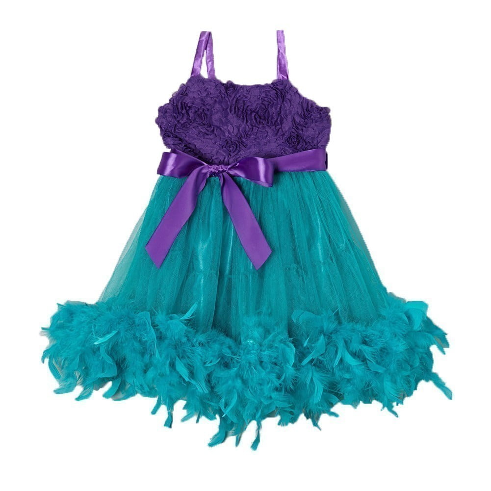 purple feather dress