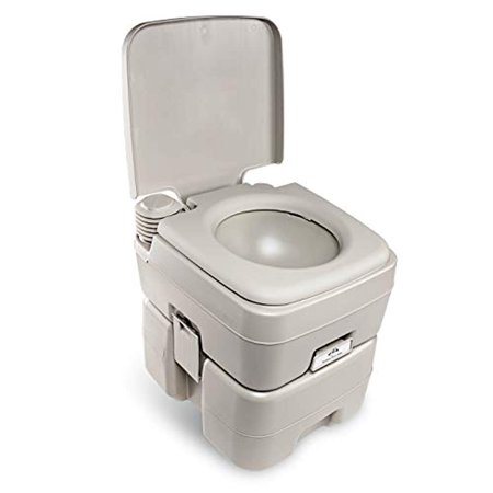 Hike Crew Outdoor Portable Toilet Porta Potty with Detachable Compartments and Bellows Pump Flush for Camping, Hiking, Boating & Travel Trailer - 5.3 Gallon (Best Dry Camping Travel Trailer)