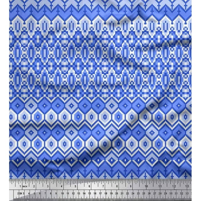 Soimoi Cotton Duck Fabric Aztec Geometric Decor Fabric Printed Yard 56 Inch Wide