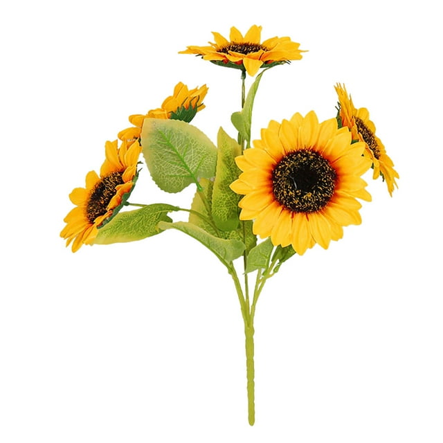 5-heads Artificial Sunflower Bouquet Simulation Flower Home Office Floral Decor Fake Sunflower