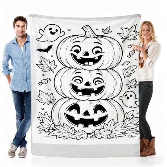 Halloween Pumpkin Fleece Throw Blanket, Cozy Ghost Pattern Blanket for Fall Decor, Soft Lightweight Blankets for Sofa Bed Couch, Seasonal Gift for Kids and Family 30x40in（size: very small）