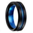 thumbnail image 2 of 8mm Loop Red Black Silver Blue Groove Tungsten Carbide Wedding Band Groove Engagement Ring for Men Comfort Fit, 2 of 10