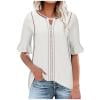 thumbnail image 3 of Teissuly Women's Solid Round Neck Cotton Linen Short Sleeved Solid Color T-shirt Cotton Linen Top Short Sleeved Round Neck Top/shirt, 3 of 3