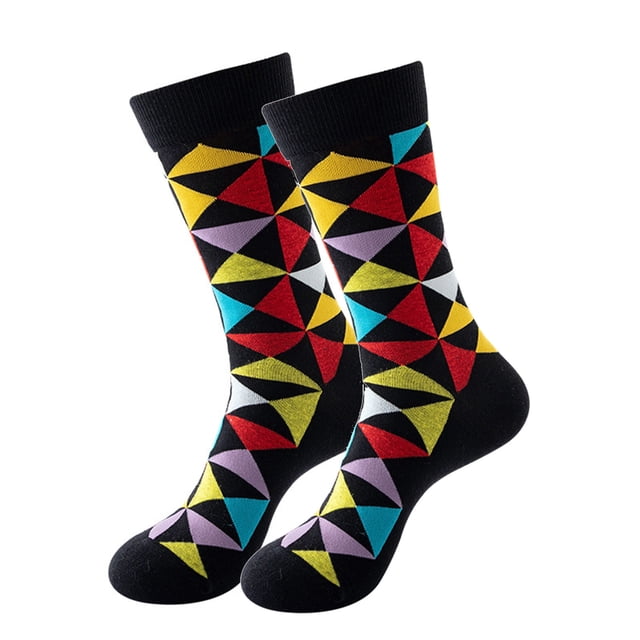Multicolor Socks Print Socks for Women Girls Geometric Print Colorful Pattern Novelty Cute