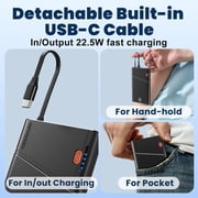 Aaoyun 22.5W 10000mAh Portable Power Pack with Built-in USB C Cable