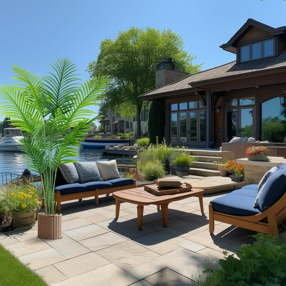 Anting 5ft Artificial Indoor Palm Tree with 13 Trunks, Faux Green Areca Palm Plant in Pot Fake Tropical Palm Tree for Home Decor Office House Living Room Indoor Outdoor