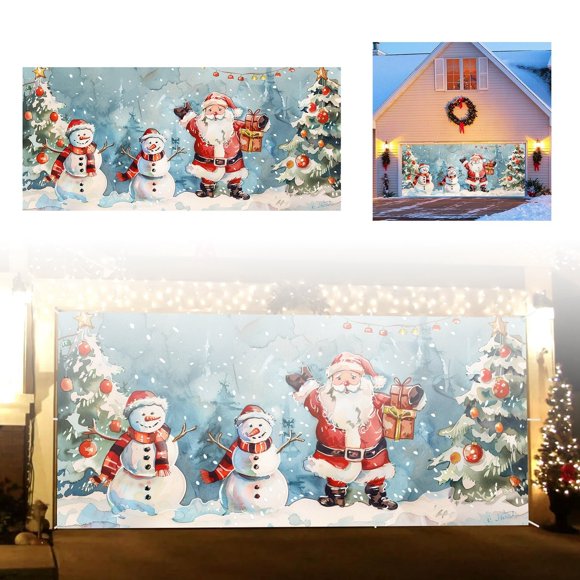 Large Garage Banner For Outdoor Holiday Festive Party Sign Welcome Greeting Signage round Flag Colorful Banner Garland Outdoor Banner Holder Snowflake Banner Garland Christmas Banner for Mantle