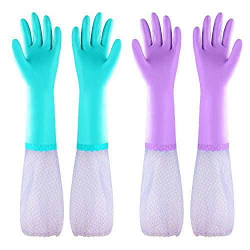 Flocked Lining Cleaning & Washing Up KleenMe Rubber Cleaning Gloves Pink Household Essentials Small 