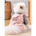 thumbnail image 3 of 1pc Pet Dog Winter Jumpsuit Love/flower Printed Two Pieces Overall With Suspenders, Warmer Cat Outfit, 3 of 4