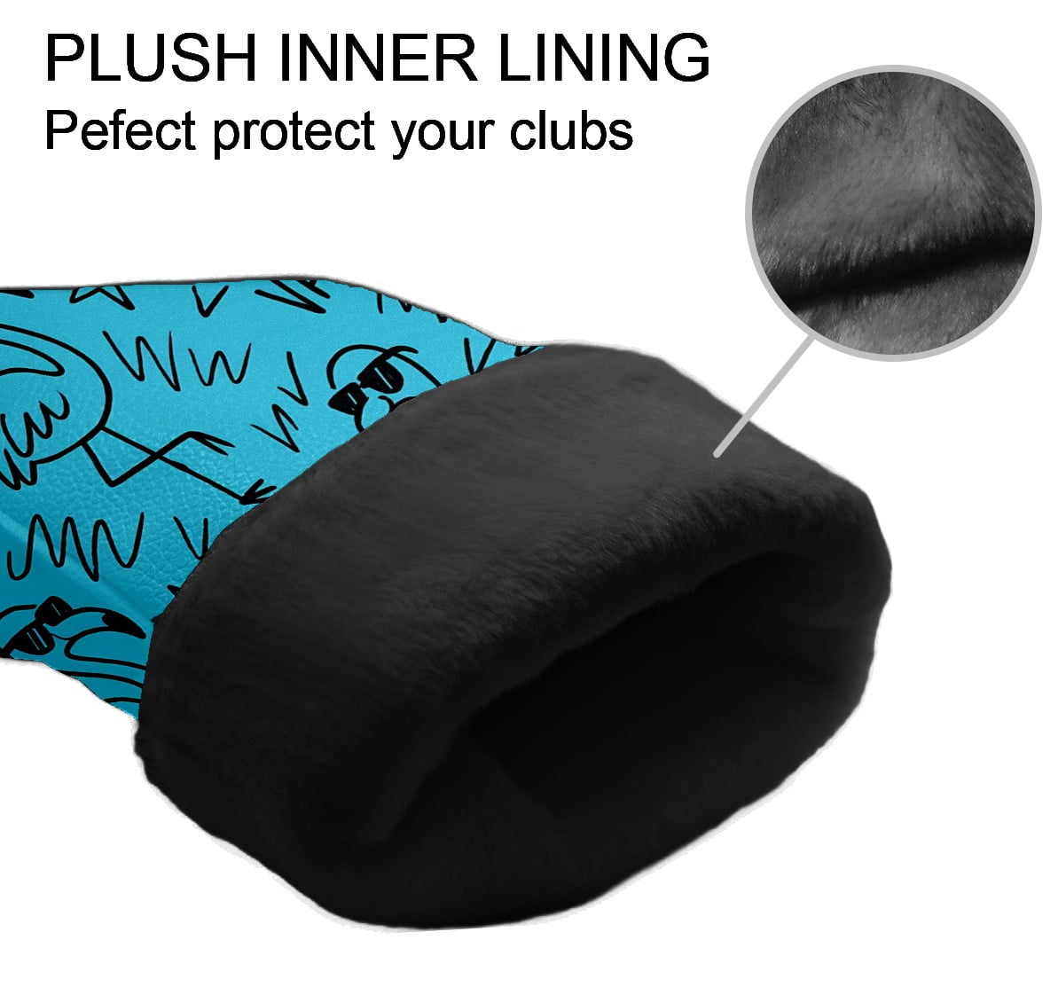 Golf Club Head Covers - Blue Flamingos Vacay Design, Premium PU Leather Driver Hybrid Headcovers with Velvet Lining, Waterproof Golf Gifts for Men Women