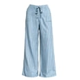 thumbnail image 4 of Ailaofu Women's Summer Striped Wide Leg Pants Drawstring Elastic Waist Casual Palazzo Trousers with Pockets Lightweight Loose Beach Pants for Vacation, 4 of 7