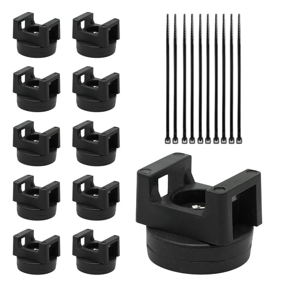 10pc Magnetic Cable Ties - Heavy Duty 7.7lb Hold Cable Organizer, Reusable Wire Management Kit with Adhesive-Free Mounts for Home Office Desk Shelves