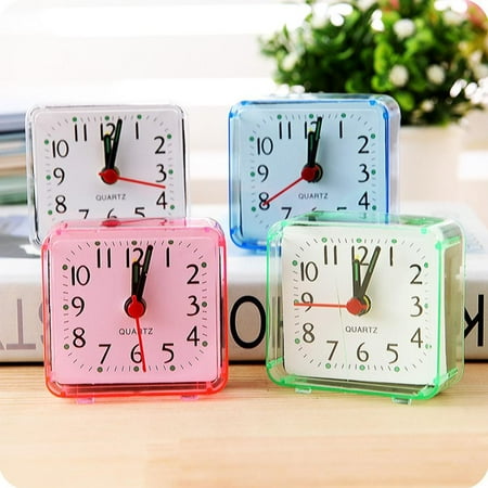 SSKFHGI White Modern Mini Quartz Clock Travel Alarm Clock Bedroom Home Table Clock