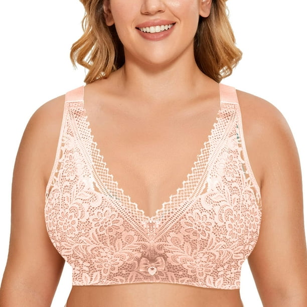  Bras for Women No Underwire Sexy Lace Bra for Womens Underwire  Bra Lace Floral Bra Unlined Unlined Plus Size Full (Green, 42/95B) : Sports  & Outdoors