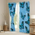 thumbnail image 3 of Feelyou Fashion Blue Butterfly Black Out Curtains, Glitter Sequin Print Curtains Pack of 2 (42x63 Each), Teens Kids Girls Women Bedroom Curtains, Curtains and Drapes Room Decor, 3 of 6